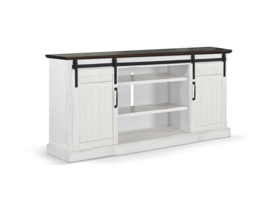 Sunny Designs Carriage House - TV Console - Cottage White / Europen Dark - 3648EC-A