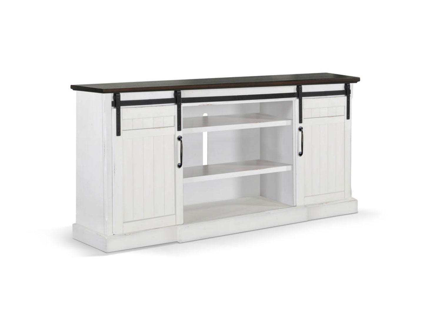 Sunny Designs Carriage House - TV Console - Cottage White / Europen Dark - 3648EC-A