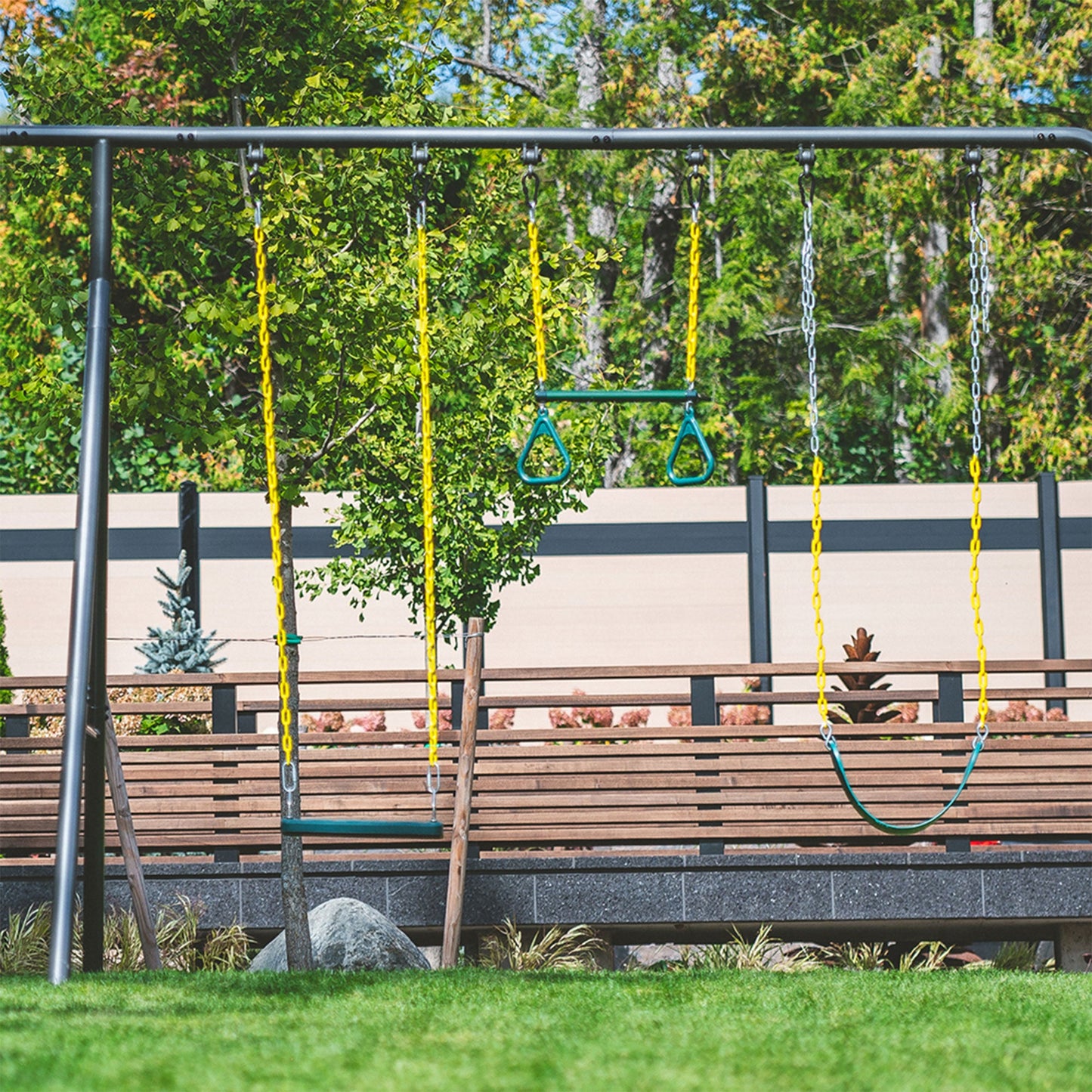 gobaplay Outdoor Frame Playground Equipment w/ 8' Extension & 39" Swing w/ Tent - 436276
