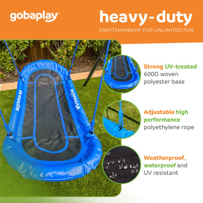 gobaplay Explorer Kids Swing Set w/Frame, Dual Platform Saucer, Swings & Trapeze - 399863