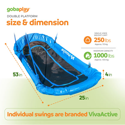 gobaplay Explorer Kids Swing Set w/Frame, Dual Platform Saucer, Swings & Trapeze - 399863