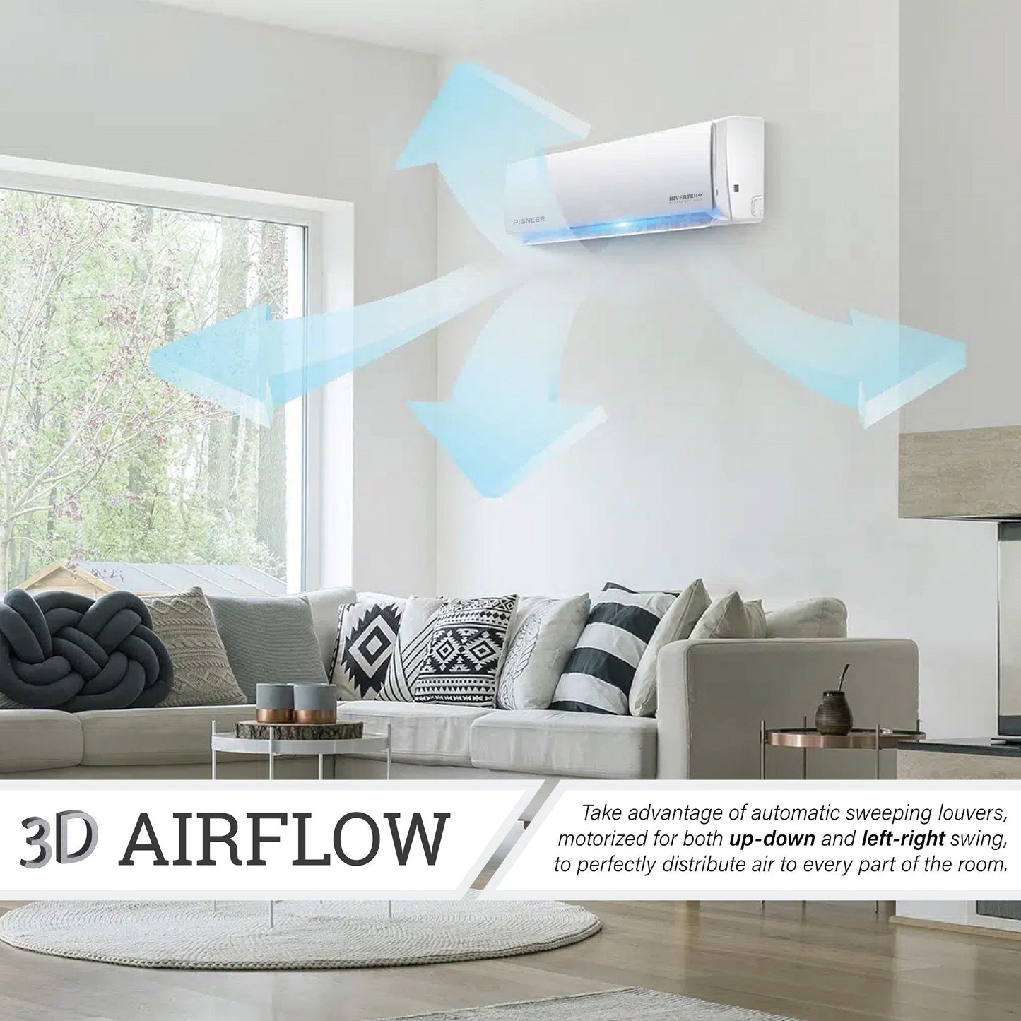 Pioneer Diamante Pro Series 24,000 BTU 19 SEER2 Ductless Mini-Split Air Conditioner Inverter+ Heat Pump Full Set 230V with 16 Ft. Kit - WYT024GLFI19RL