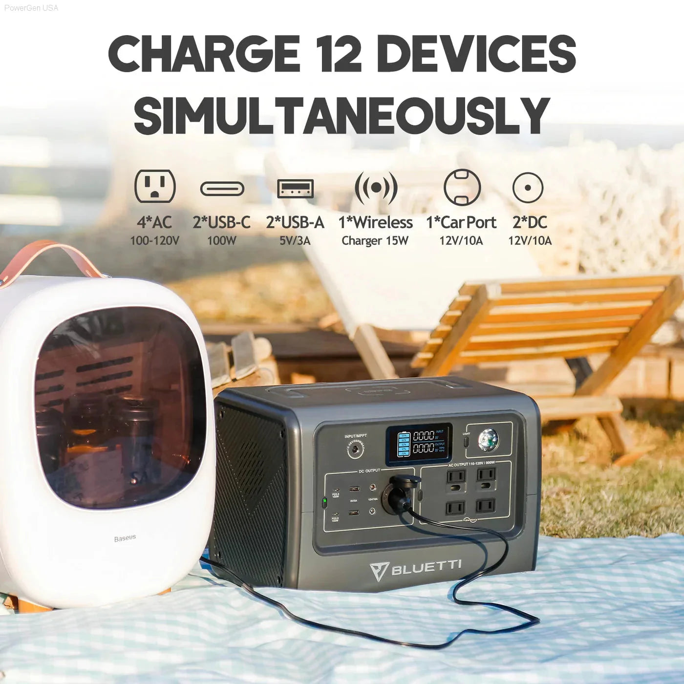 Aurora Generators  Portable Power Station | 800W 716Wh - PowerGen USA - EB70S