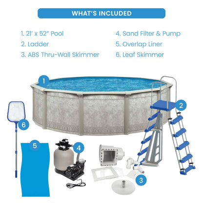 Aquarian Venetian 21' x 52" Above Ground Pool Kit with Liner, Skimmer, & Ladder - 99659