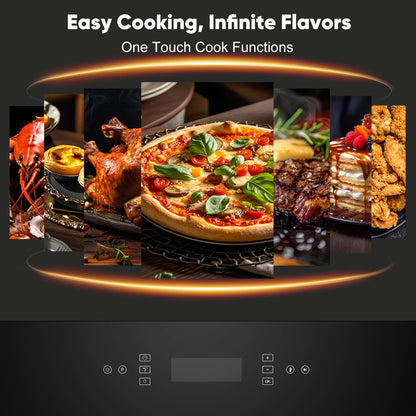 Awoco 24” Built-in Electric Oven, 2.37 Cu ft. Single Wall Oven with 11 Cooking Modes, 360° Rotating Rotisserie, 3440W, Touch Control, LCD Display, Timer, Stainless Steel Wall Oven for Kitchen - AWC-EO-TC11-AF