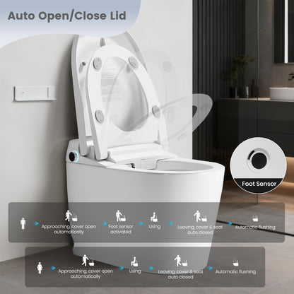 Awoco Smart Toilet with Bidet, Smart Bidet Toilet with Heated Seat, Auto Open Close, Foot Sensor Flush, Warm Water & Dryer, Remote Control, Digital Display, One Piece Toilet with Tank - AWC-ST-T3-MB