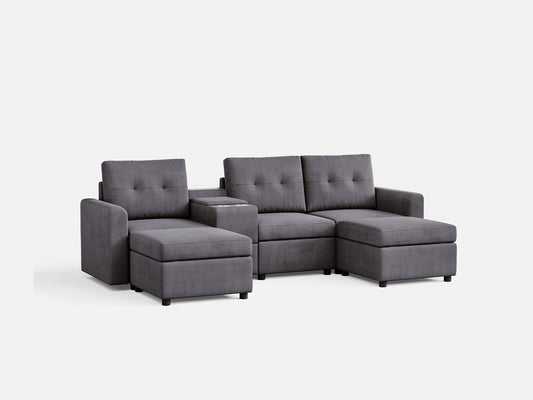 LINSY HOME RUBIK III 3 Seats with 2 Ottomans & Console - US-LH-SPF-Sofa-S800-F-32101-0-00
