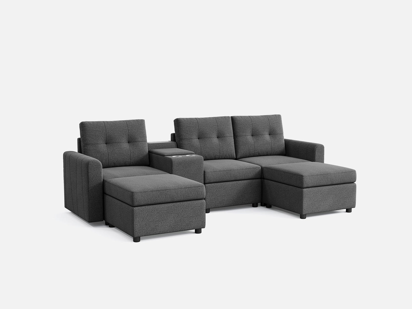 LINSY HOME RUBIK III 3 Seats with 2 Ottomans & Console - US-LH-SPF-Sofa-S800-F-32101-0-00