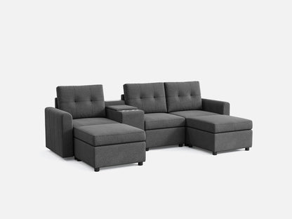 LINSY HOME RUBIK III 3 Seats with 2 Ottomans & Console - US-LH-SPF-Sofa-S800-F-32101-0-00