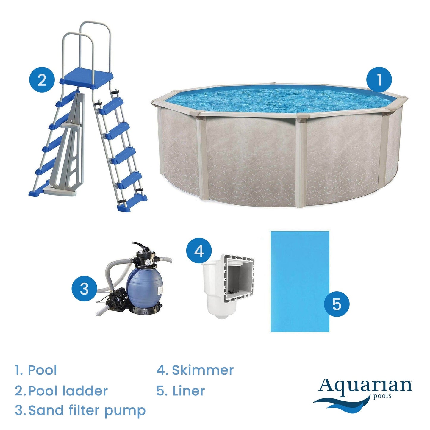 Aquarian Phoenix 15ft x 52in Above Ground Swimming Pool Kit & Pump & Ladder Kit - 108751