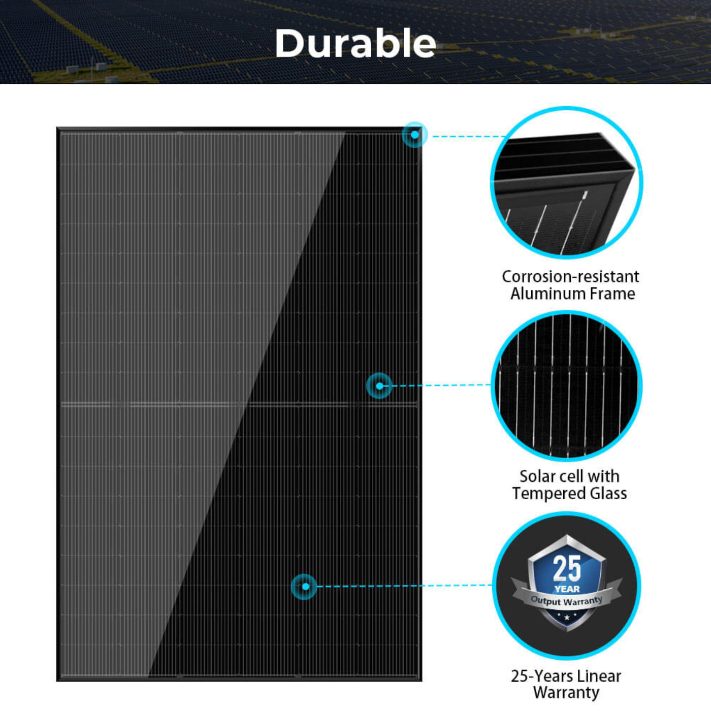 SunGold Power 440W Mono Black N-Type Solar Panel UL61730 CEC Listed - SGN-440-SW5x2