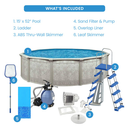 Aquarian Khaki Venetian 15ft x 52in Complete Above Ground Swimming Pool Package - 99366