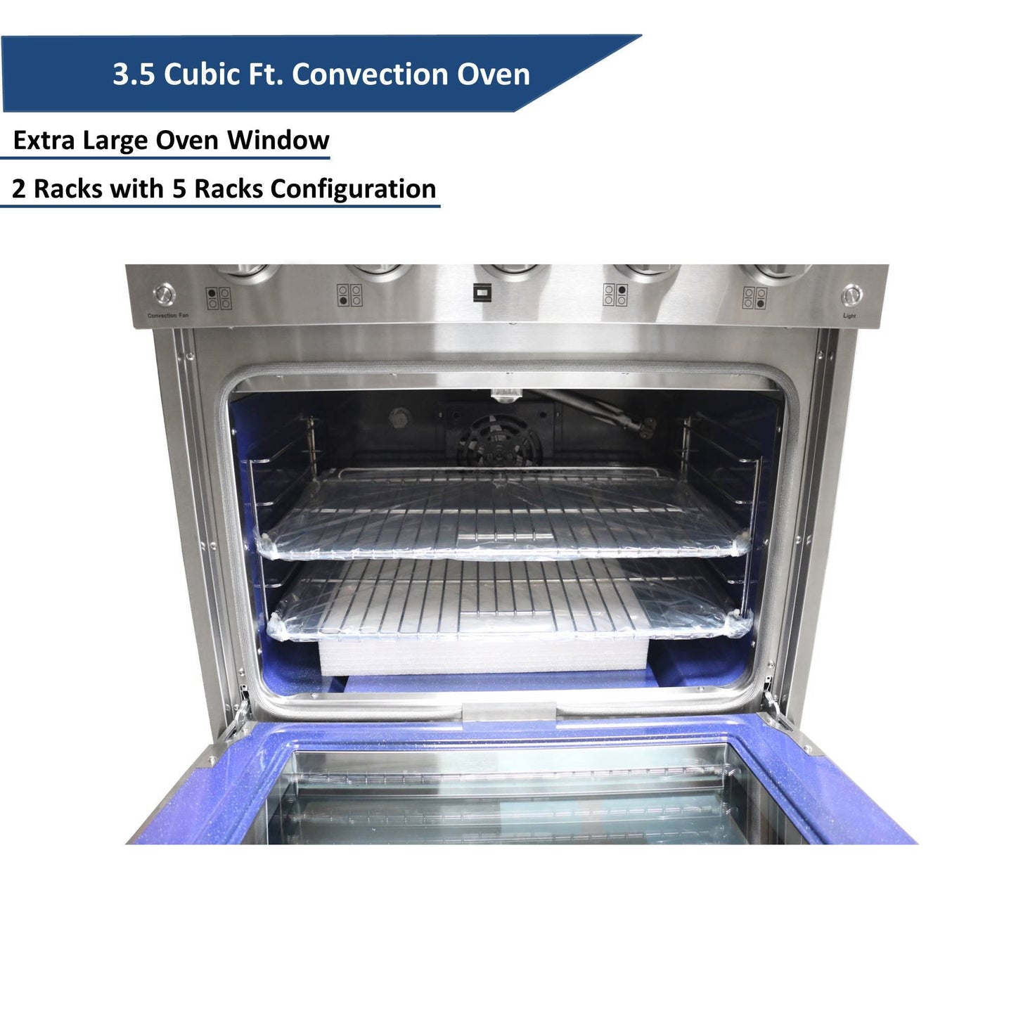 Awoco 30” Freestanding 4 Burners Range with 3.5 cu ft. Convection Oven and 2 Racks - JK30A1-T-NG