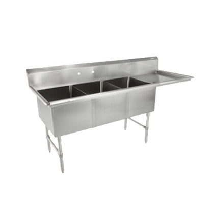 John Boos 3B244-1D24R Three Compartment Sink with 24" Right Drainboard - JB3B2441D24R