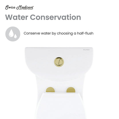Swiss Madison Sublime One Piece Elongated Toilet Dual Flush, Brushed Gold Hardware 1.1/1.6 gpf - SM-1T205HG