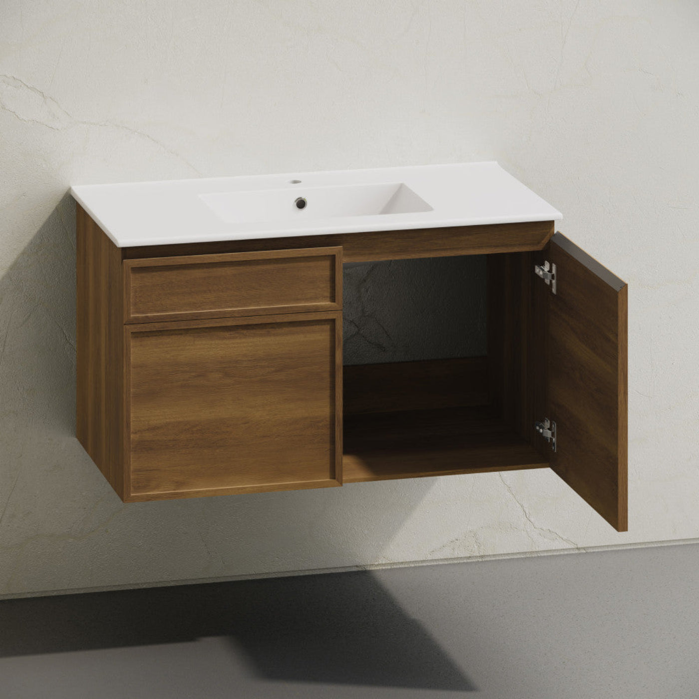 Swiss Madison St. Tropez 36" Wall-Mounted Bathroom Vanity in Brown Oak with Sink Top - SM-BV0829BO