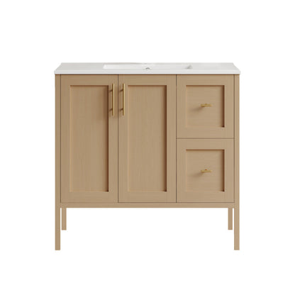 Swiss Madison Forme 36" Modular Freestanding Bathroom Vanity with Sink Top in Natural Oak - SM-BV10101NO-W1