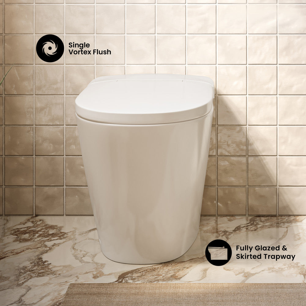 Swiss Madison Hugo H Power Flush Tankless Toilet 12" Rough-in 1 GPF Non-Electric ADA Toilet with Integrated Tank in Glossy White - SM-ST030
