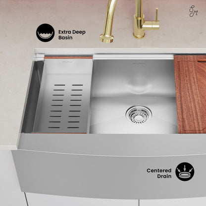 Swiss Madison Rivage 36 x 22 Single Basin Apron Kitchen Workstation Sink - SM-KS786