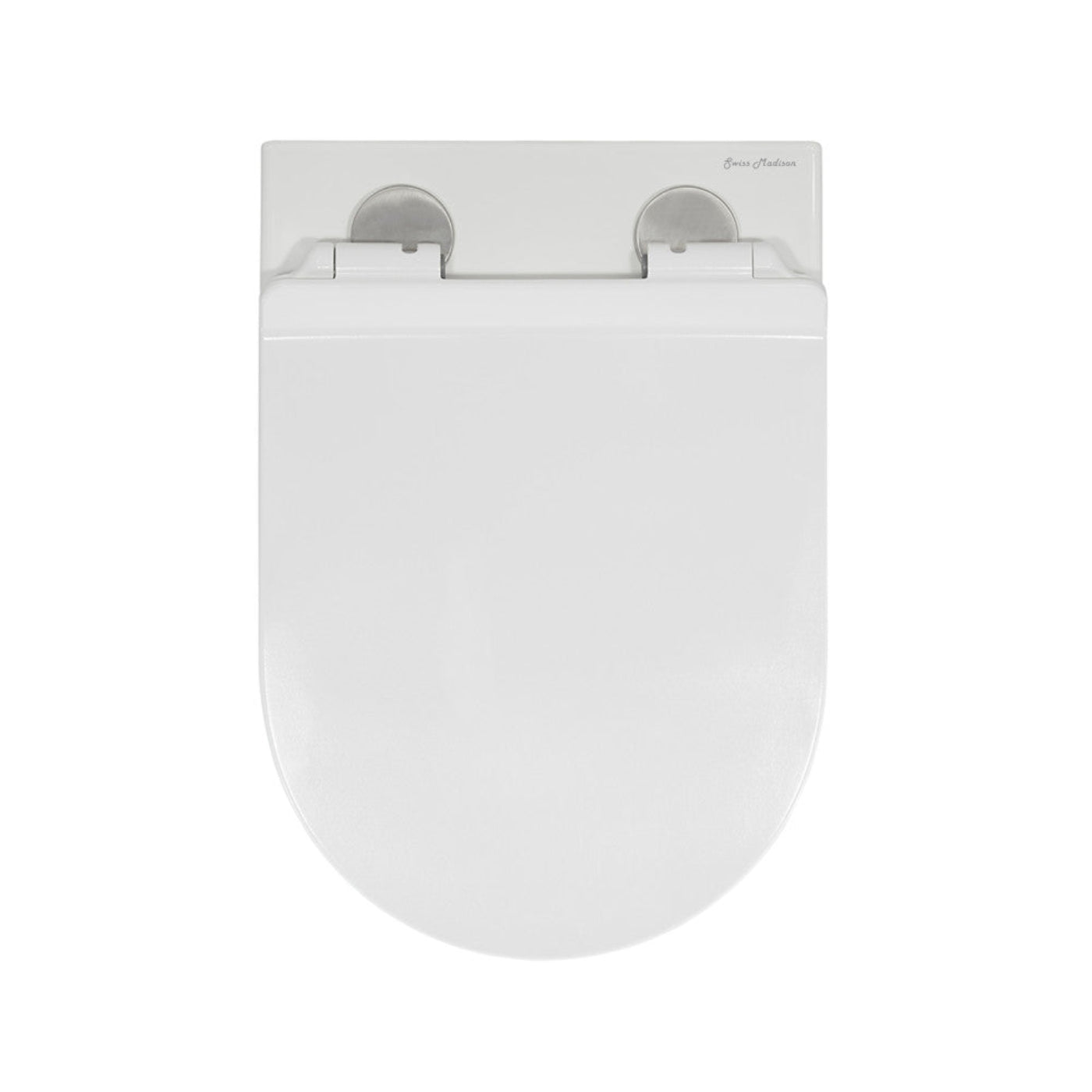 Swiss Madison Calice Wall-Hung Toilet Bundle 0.8/1.6 GPF Dual Flush in Glossy White with Brass Flush Plate - SM-WT2302GW