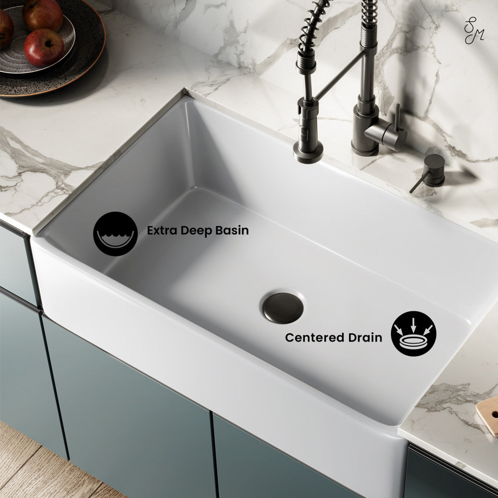 Swiss Madison Elegance 33 x 20 Ceramic, Farmhouse Kitchen Sink - SM-KS247