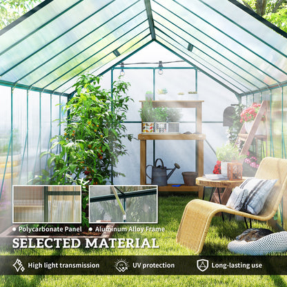 BloomGreen 16' x 8' Greenhouse with Roof Vent and Sliding Door Green