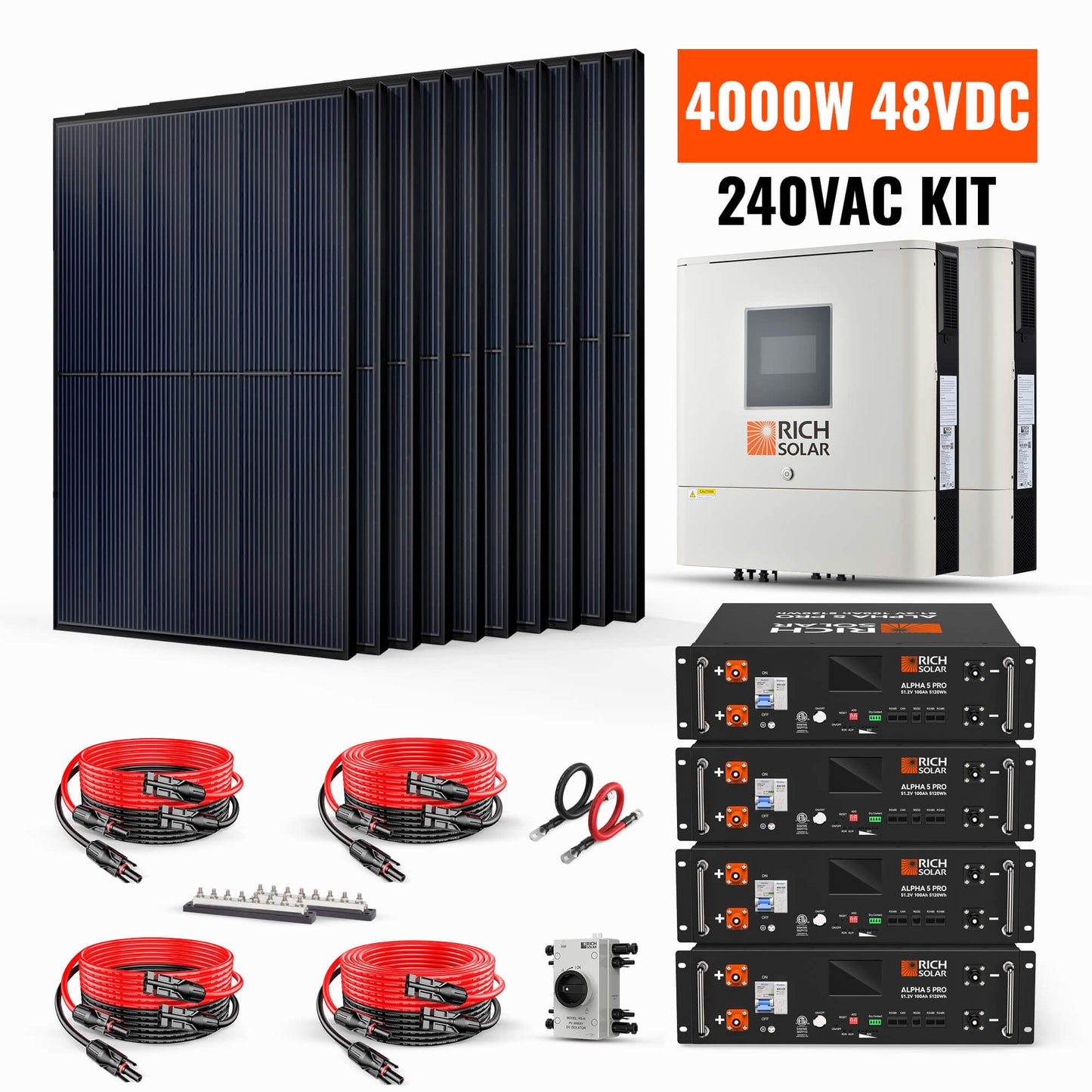 Rich Solar 4000W 48VDC-240VAC Solar Kit - RS-CBK4000240