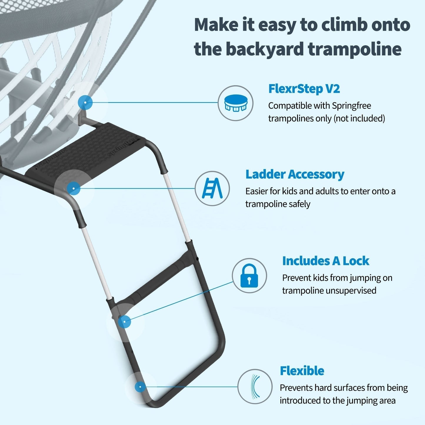 Springfree Trampoline 12' x 19' Trampoline with FlexrStep V2 Ladder Accessory - 401419