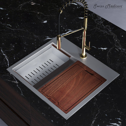 Swiss Madison  Ravi Single Basin 25 x 22 Topmount Kitchen Workstation Sink - SM-KT769
