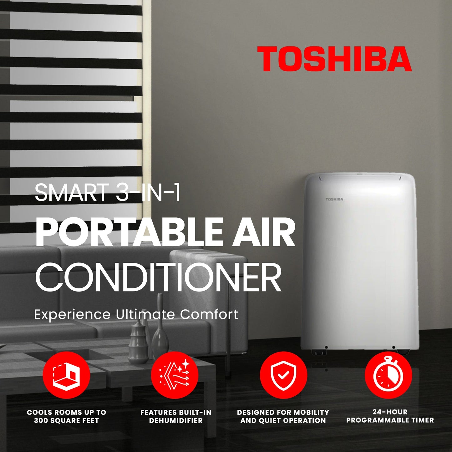 Toshiba Smart 3 in 1 Portable Electric Air Conditioner (Open Box)