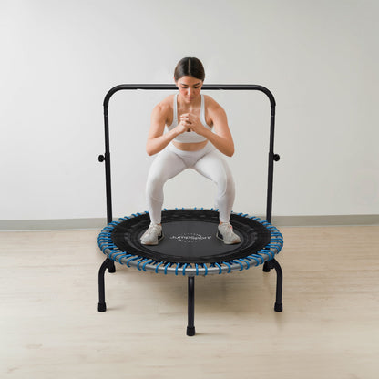 Disc-O-Bed JumpSport 350 Series 39" Trampoline & Handle Bar Bundle, 30 Adjustable Bungees, Stable No-Tip Arched Legs, & 60 Day Streaming Trial - 404403