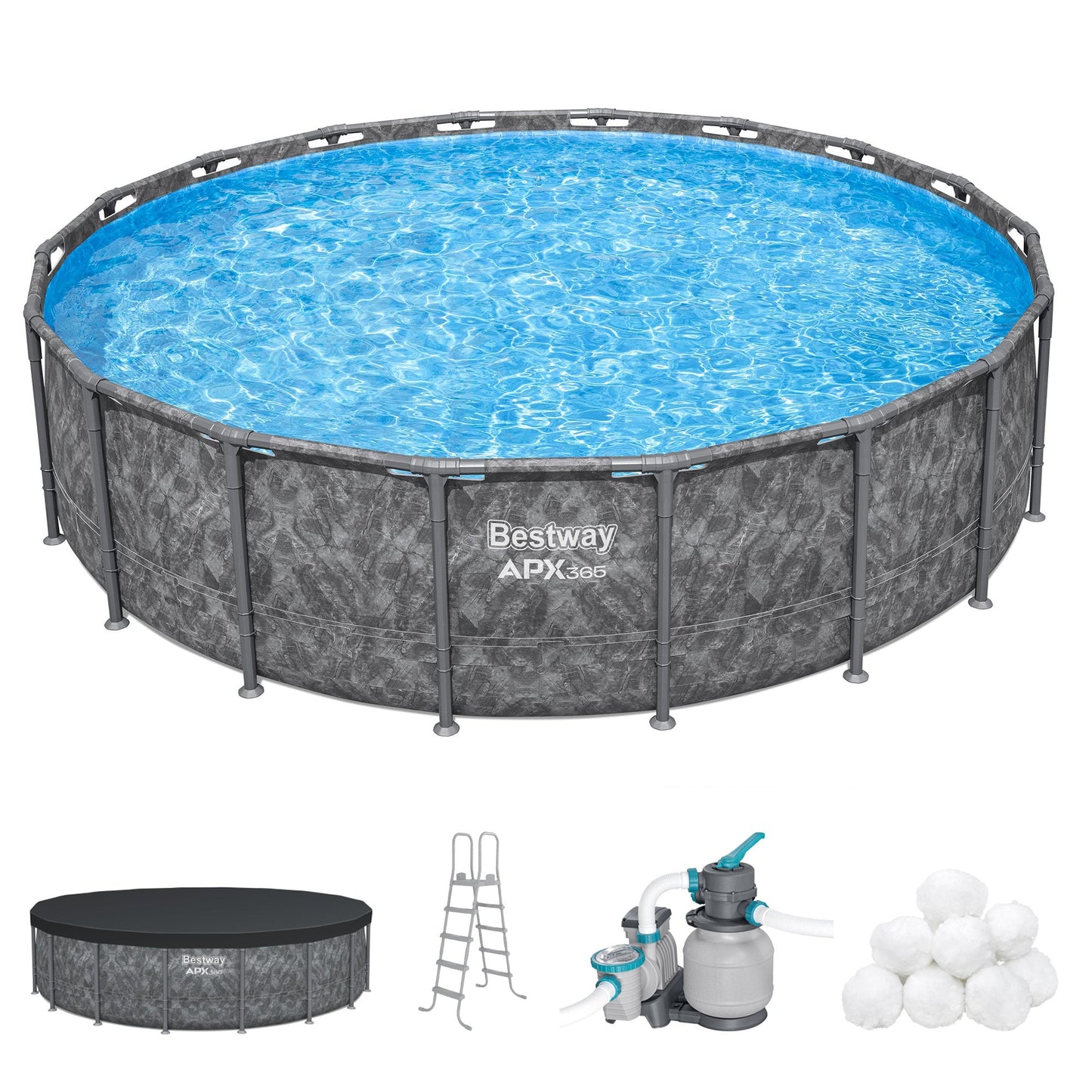 Summer Waves Bestway APX 365 18'x52" Round Above Ground Swimming Pool Set with Pump & Ladder - 404536