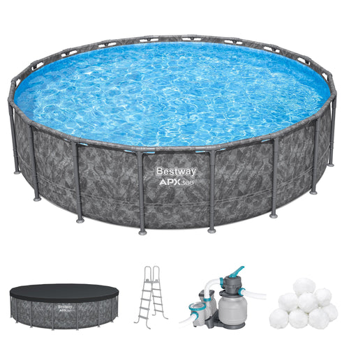 Summer Waves Bestway APX 365 18'x52" Round Above Ground Swimming Pool Set with Pump & Ladder - 404536
