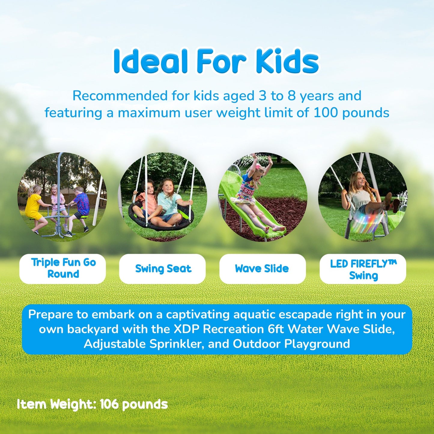 XDP Recreation Playground Park with Water Slide and Triple Fun Go Round - 412470