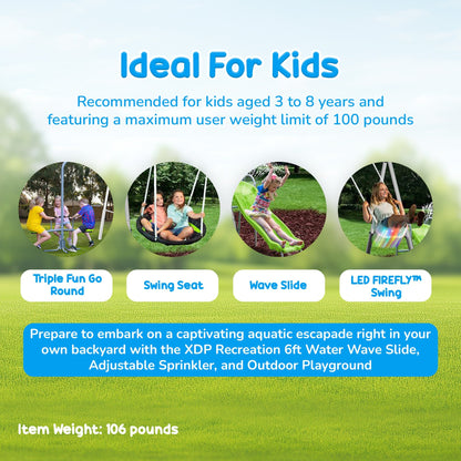 XDP Recreation Playground Park with Water Slide and Triple Fun Go Round - 412470