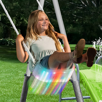 XDP Recreation Swingin' Free Playground Set with Water Slide, Super Disc Swing - 412471