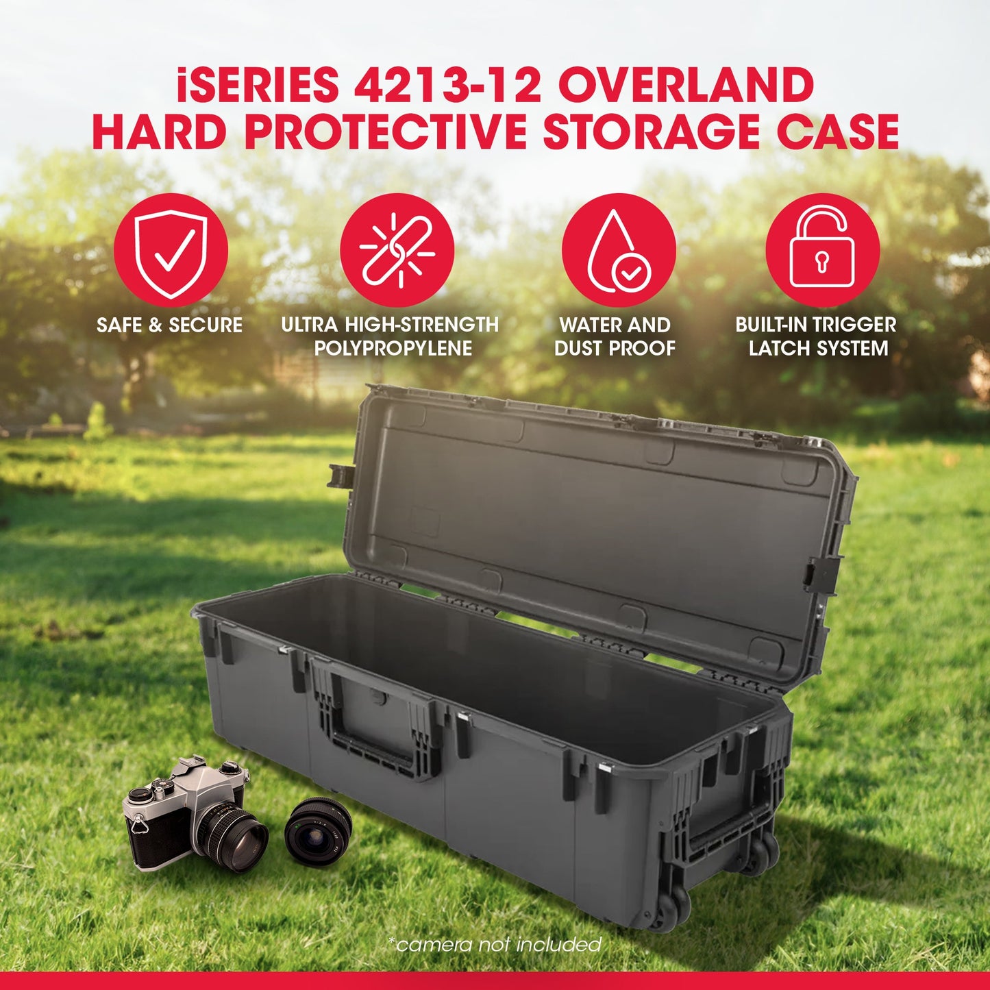 SKB Hard Protective Storage Case With Wheels for Equipment, iSeries, Dark Gray - 412822