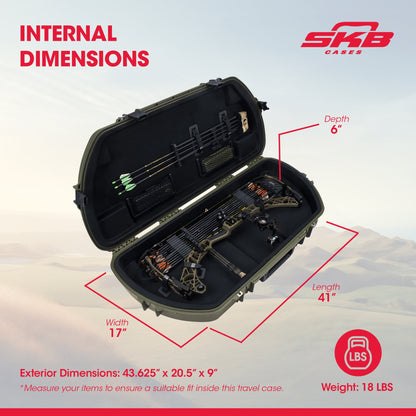 SKB Hard Protective Storage Case, Archery Bow & Arrow iSeries Shaped Case, Green - 412826