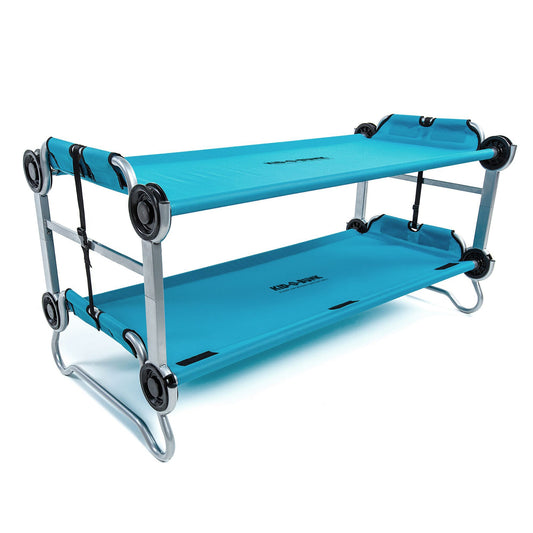 Disc-O-Bed Youth Double Cot Kid-O-Bunk w/ 200 Pound Capacity & Carry Bags, Teal - 413459