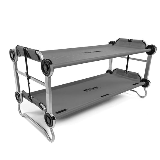 Disc-O-Bed Youth Double Cot Kid-O-Bunk, Storage Organizers & Carry Bag, Grey - 413460