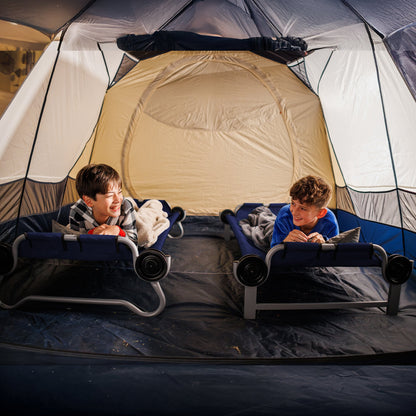 Disc-O-Bed Youth Double Cot Kid-O-Bunk w/ 200 Pound Capacity & Carry Bags, Navy - 413463