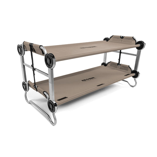 Disc-O-Bed Youth Double Cot Kid-O-Bunk w/ 200 Pound Capacity & Carry Bags, Tan - 413464