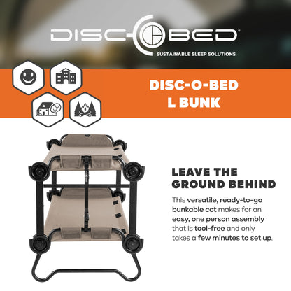 Disc-O-Bed Outdoor Convertible 2 Person Portable Camping Bunk Cots - 419678