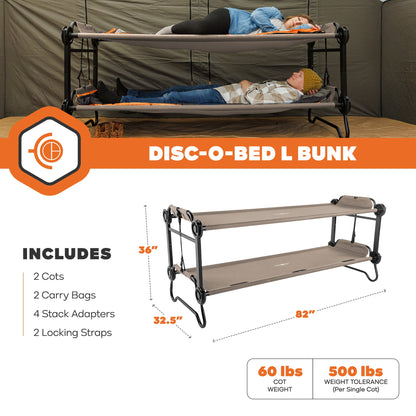 Disc-O-Bed Outdoor Convertible 2 Person Portable Camping Bunk Cots - 419678