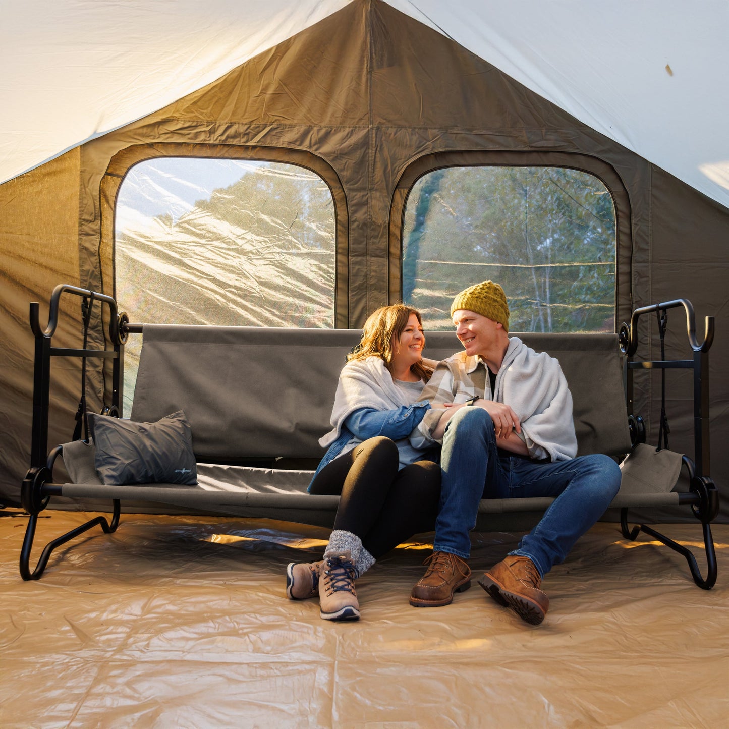 Disc-O-Bed Outdoor Convertible 2 Person Portable Camping Bunk Cots - 419678