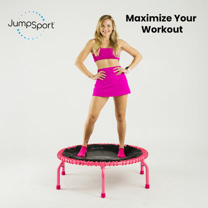 Disc-O-Bed JumpSport 350 PRO Fitness Trampoline, Cardio Workout Equipment, 39 Inch, Blossom - 415466