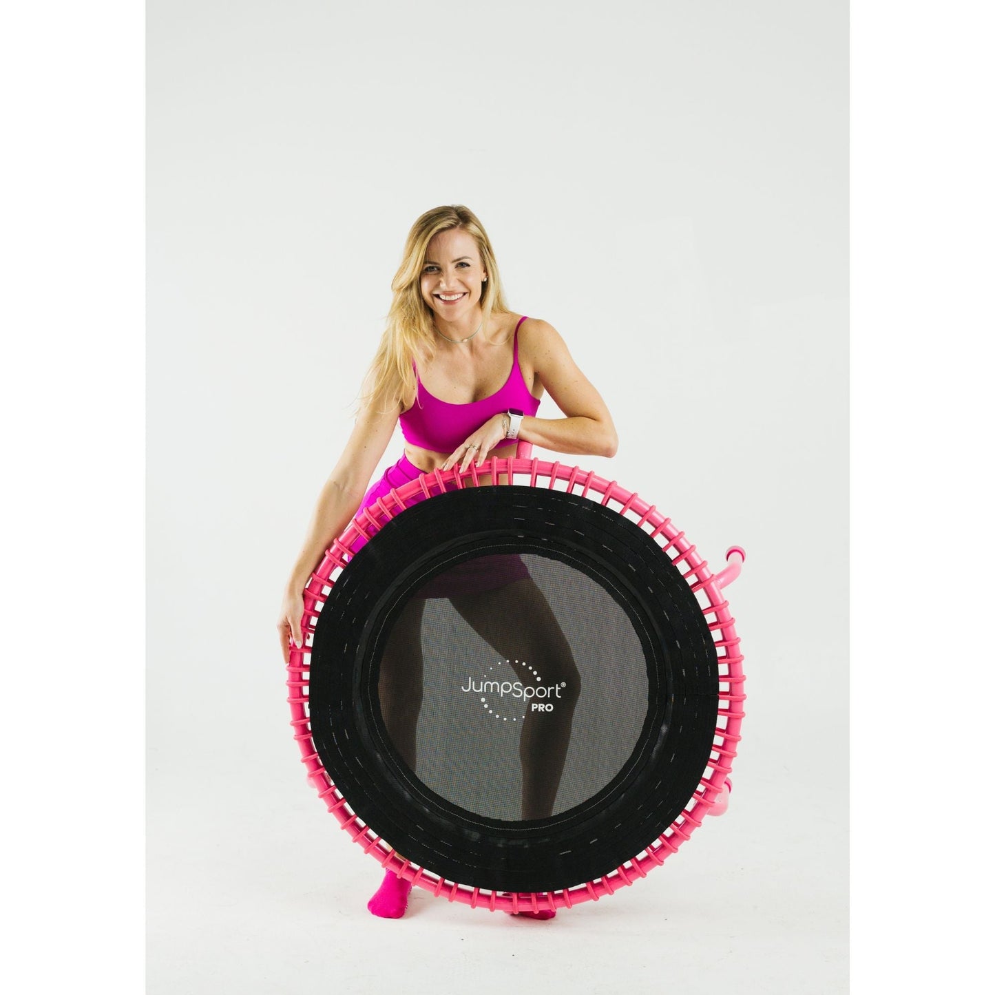 Disc-O-Bed JumpSport 350 PRO Fitness Trampoline, Cardio Workout Equipment, 39 Inch, Blossom - 415466