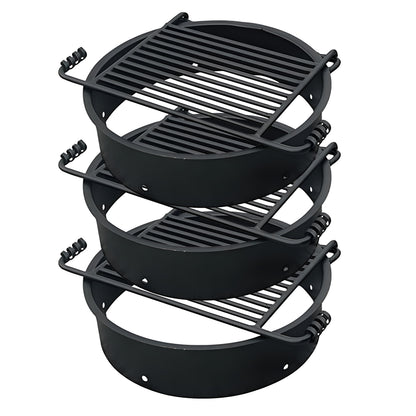 Pilot Rock 3 Pack 24” Steel Ground Fire Pit Rings & Metal Cooking Grates, Black - 415886