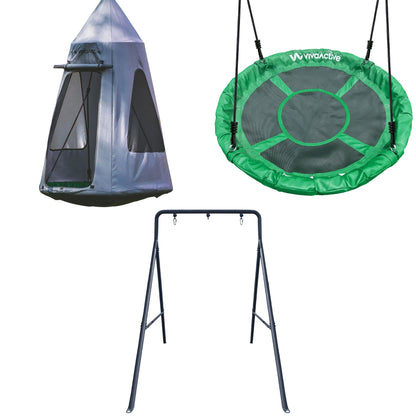 gobaplay Outdoor Swing Set Frame & gobaplay Round Swing & gobaplay Hanging Tent - 416132