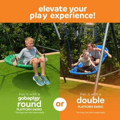 gobaplay Outdoor Swing Set Frame with Bars & gobaplay Boat Swing Platform Saucer - 416133